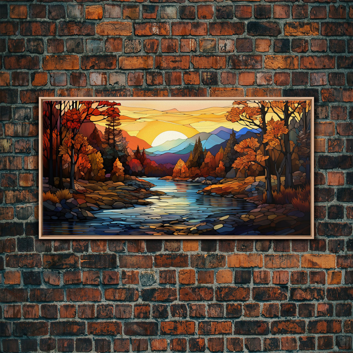 Stained Glass Art Canvas Print Fall Decor, Framed Wall Art, Seasonal Decor, Fall Seasonal Art, Clearance Fall Decorations, Fall Wall Decor