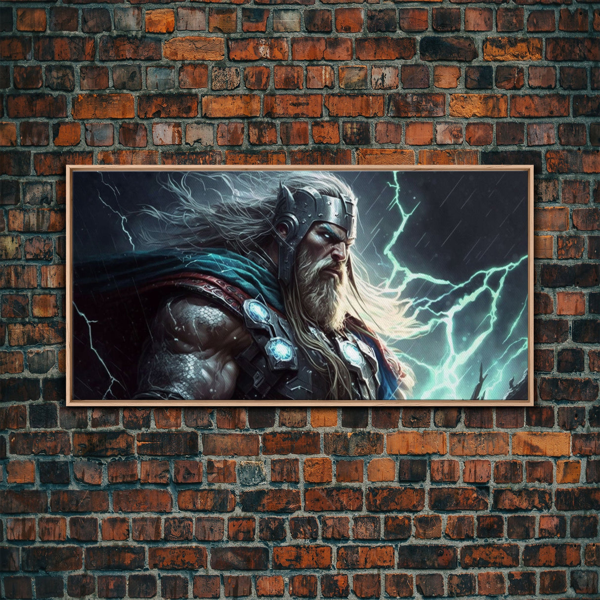 Thor God of Thunder, Framed Canvas Print, Norse Mythology Art, Fantasy Art