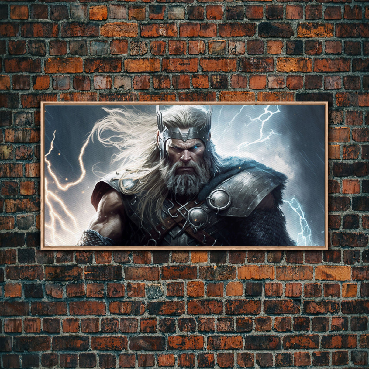 Thor Art, God of Thunder, Framed Canvas Print, Norse Mythology Art, Fantasy Art