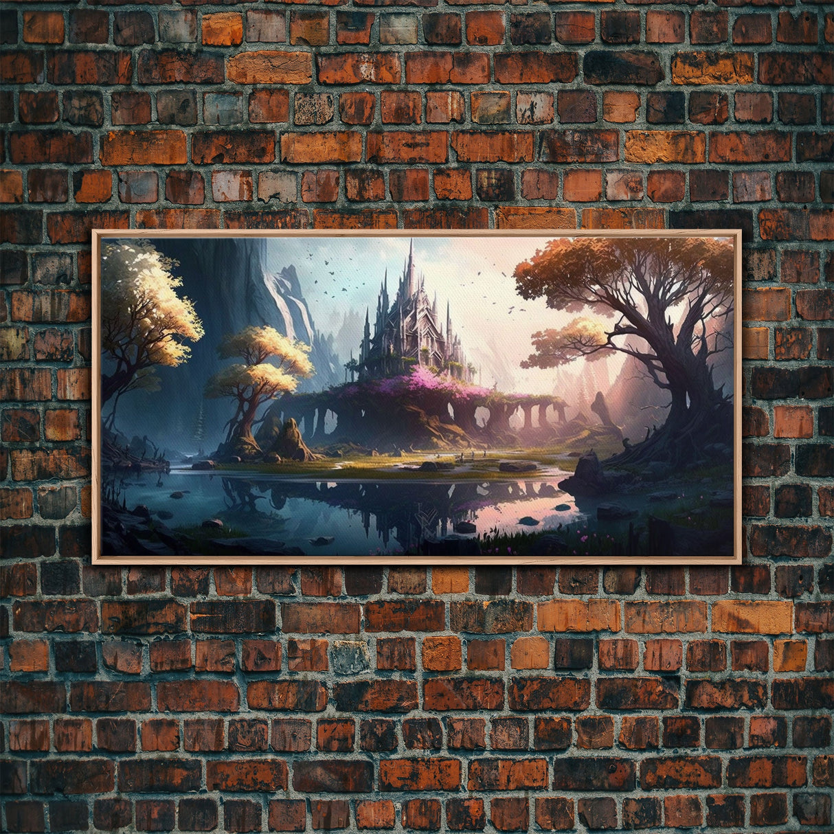 Norse Mythology Art, Alfheim Realm of the Light Elves, Framed Canvas Print, Fantasy Wall Art