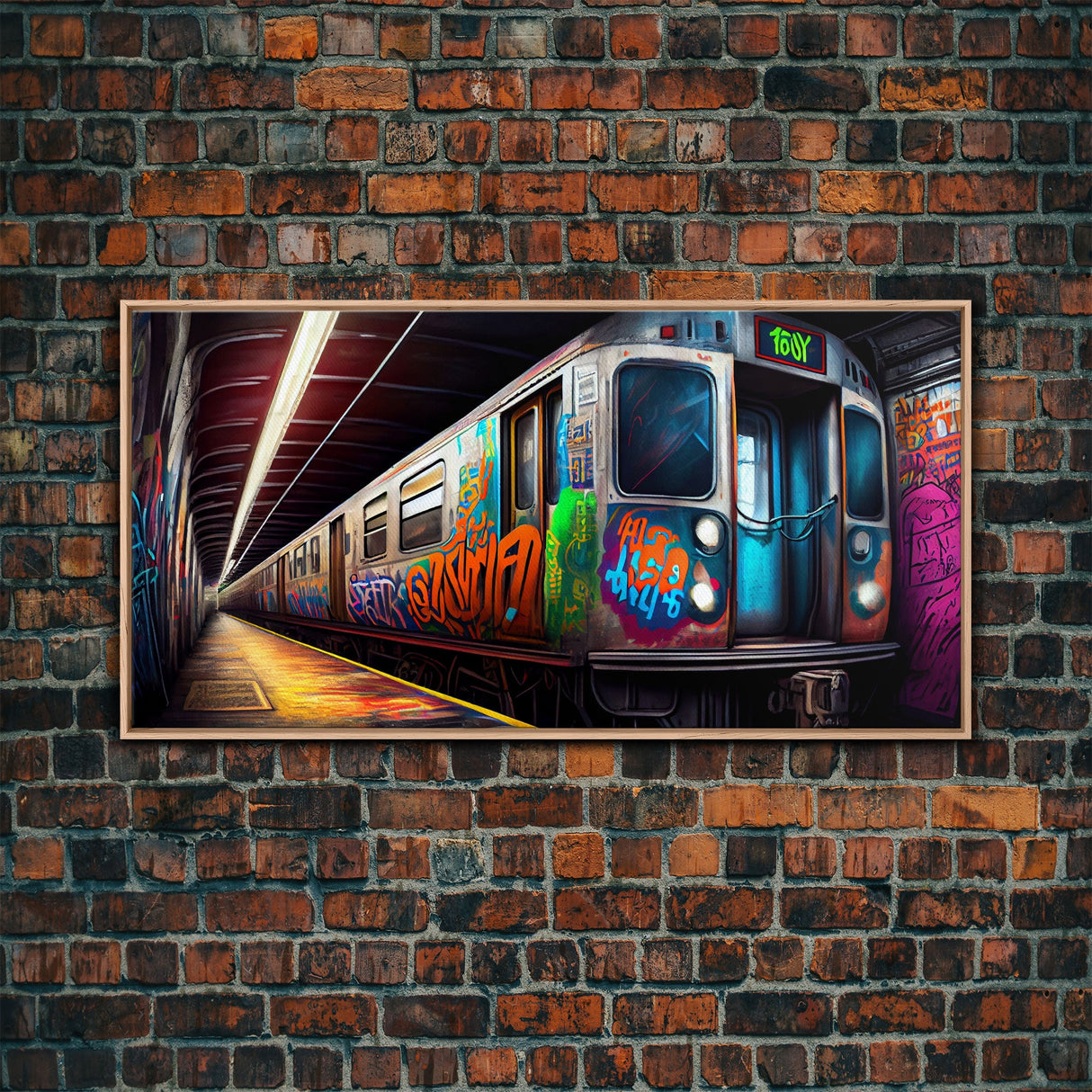 Urban Decay Wall Art - Graffiti Covered Subway Train - 1970s NYC Art - Framed Canvas Print - Original Art - Dystopian Urban Decay