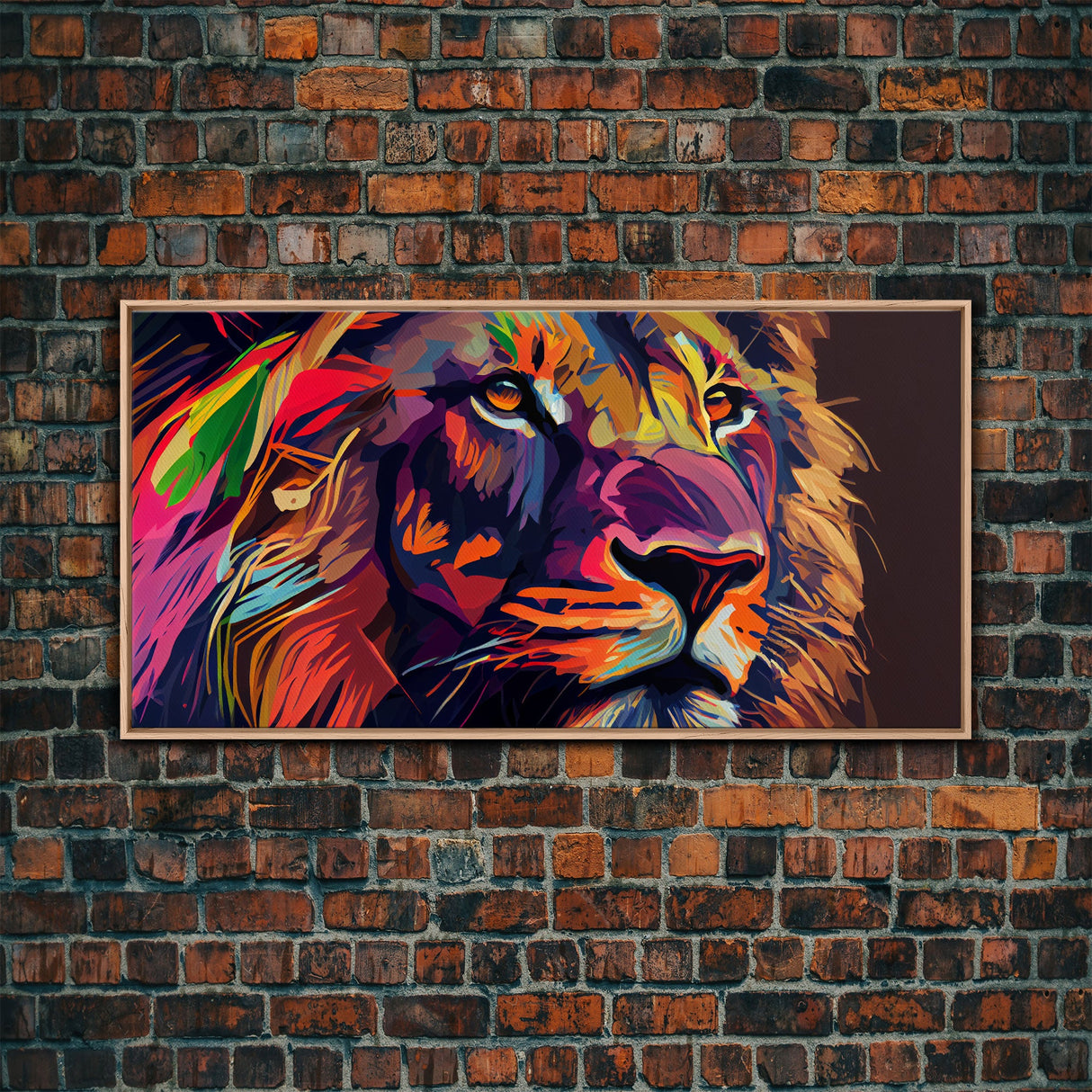 Pop Art Lion Framed Canvas Print Wall Art , Natural And Vivid Wall Decor , Modern Wall Art, Extra Large Wall Art, Lion Watercolor Painting