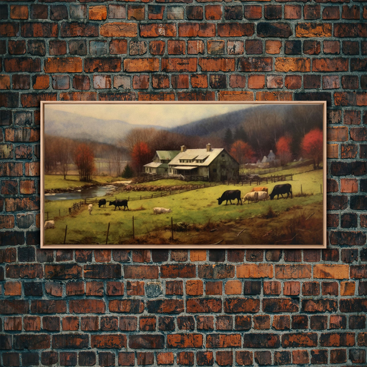 Farm Wall Decor, Country Wall Decor, Farm Animals Wall Decor, Fall Wall Art, Panoramic Wall Decor, Canvas Print, Wall Art, Framed Canvas Art