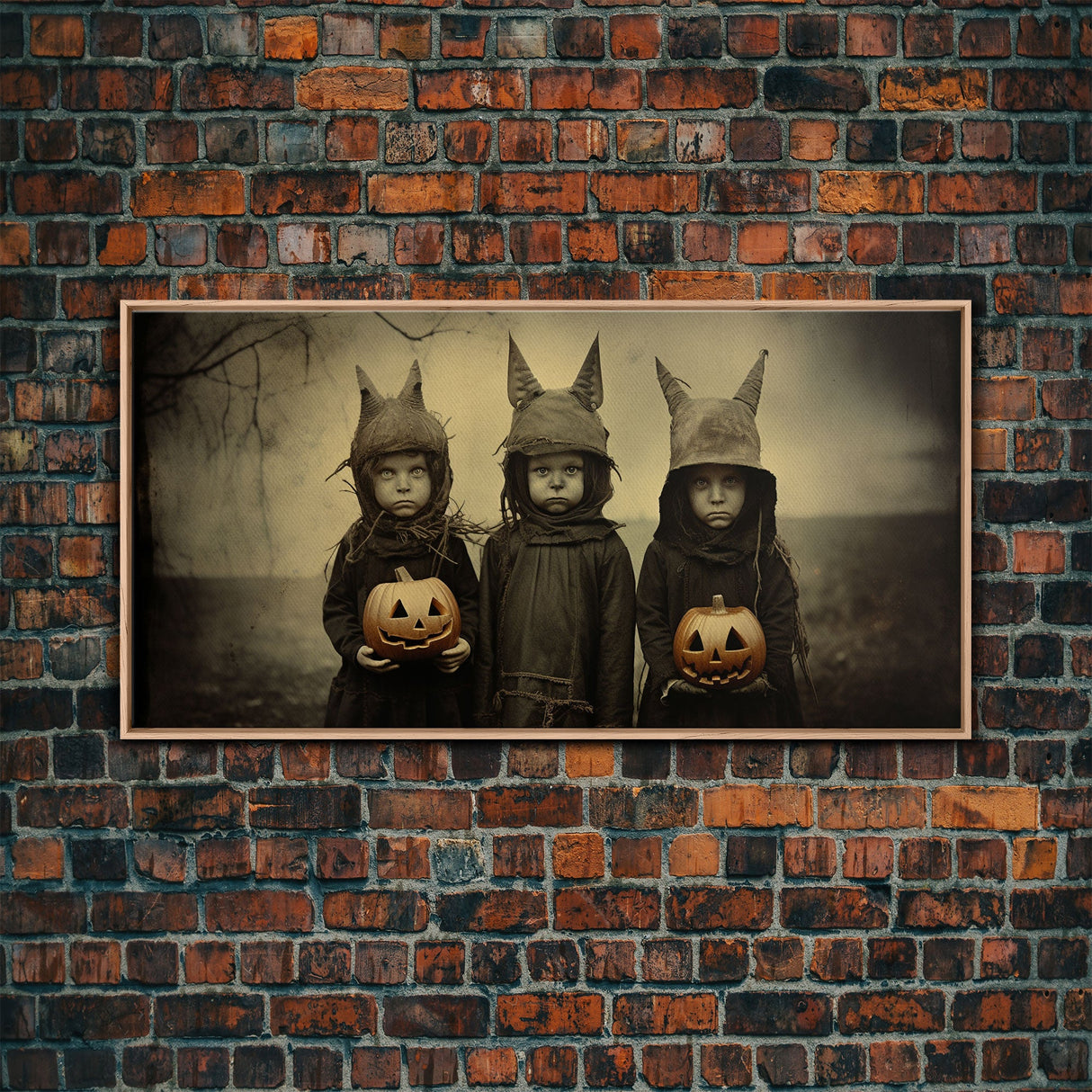 The Little Witches Gothic Victorian Haunted Art, Spooky Halloween Decor, Framed Canvas Print, Halloween Poster, Scary Halloween Wall Art