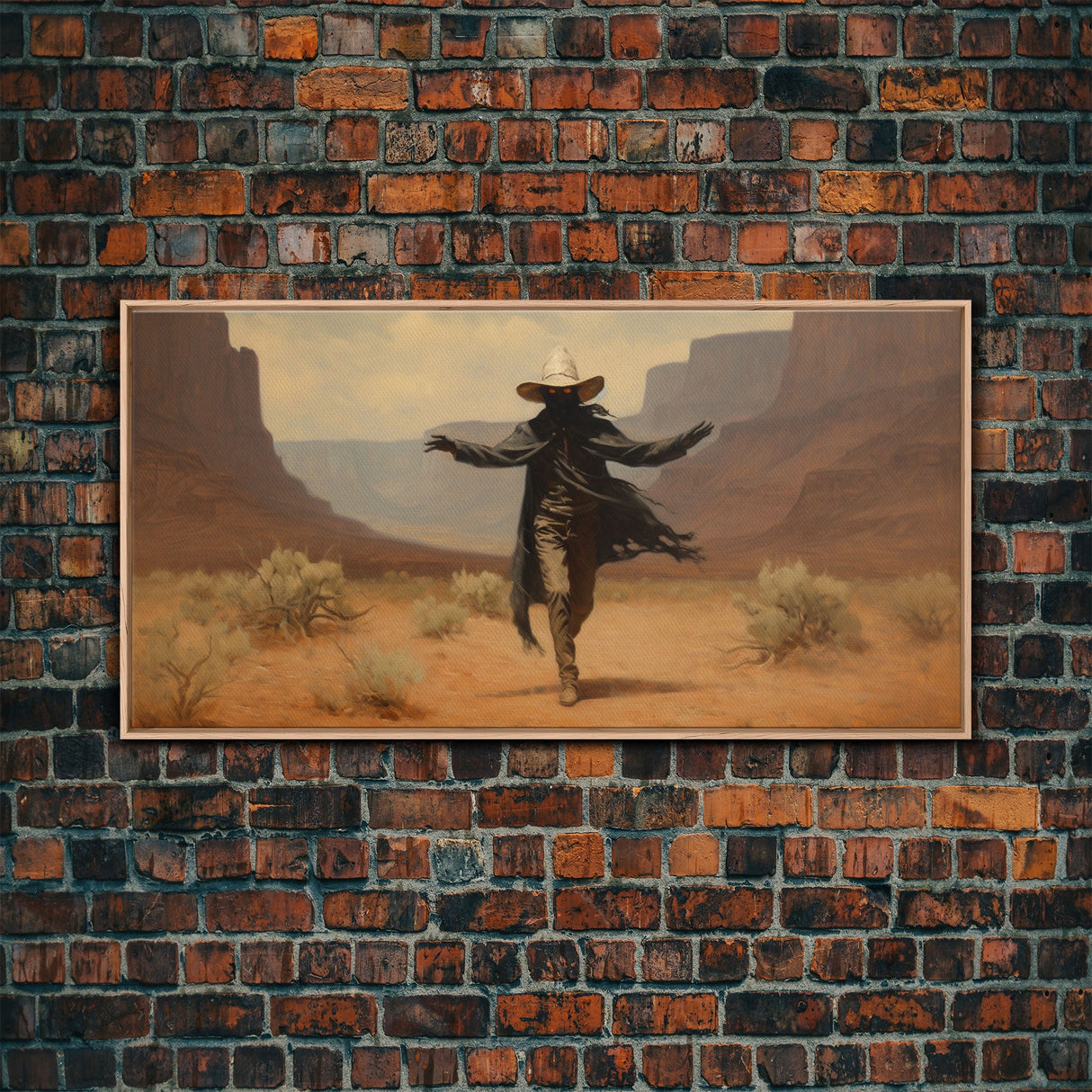 The Fabulous Ghost Cowboy Art, Framed Canvas Print, Halloween art, spooky decor, cowboy art, western decor, ghost art