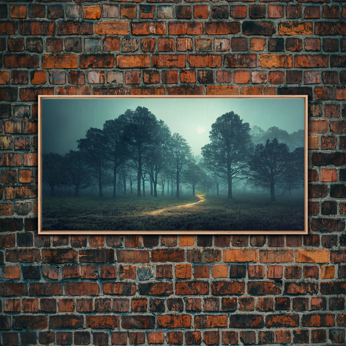 Gloomy Spooky Forest, ready to hang canvas print wall art, Lakehouse Cabin Wall Decor
