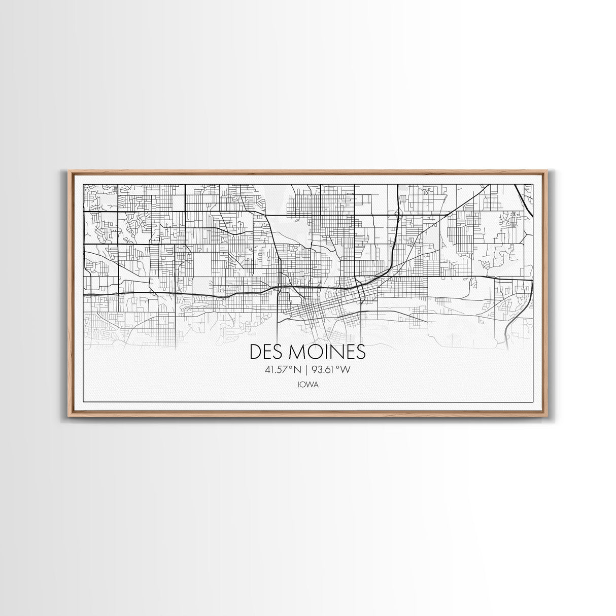 Des Moines Street Map, Iowa Map, Map Print, Minimalist Art, Wall Art, Canvas Art, Girls Bedroom Décor, Dorm Room Décor, Gift For Dad, Office