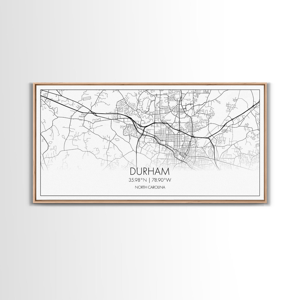 Durham Street Map, North Carolina Map, Map Art, Minimalist Art, Wall Art, Canvas Art, Trendy Room Décor, Bar Room Décor, Teacher Gift