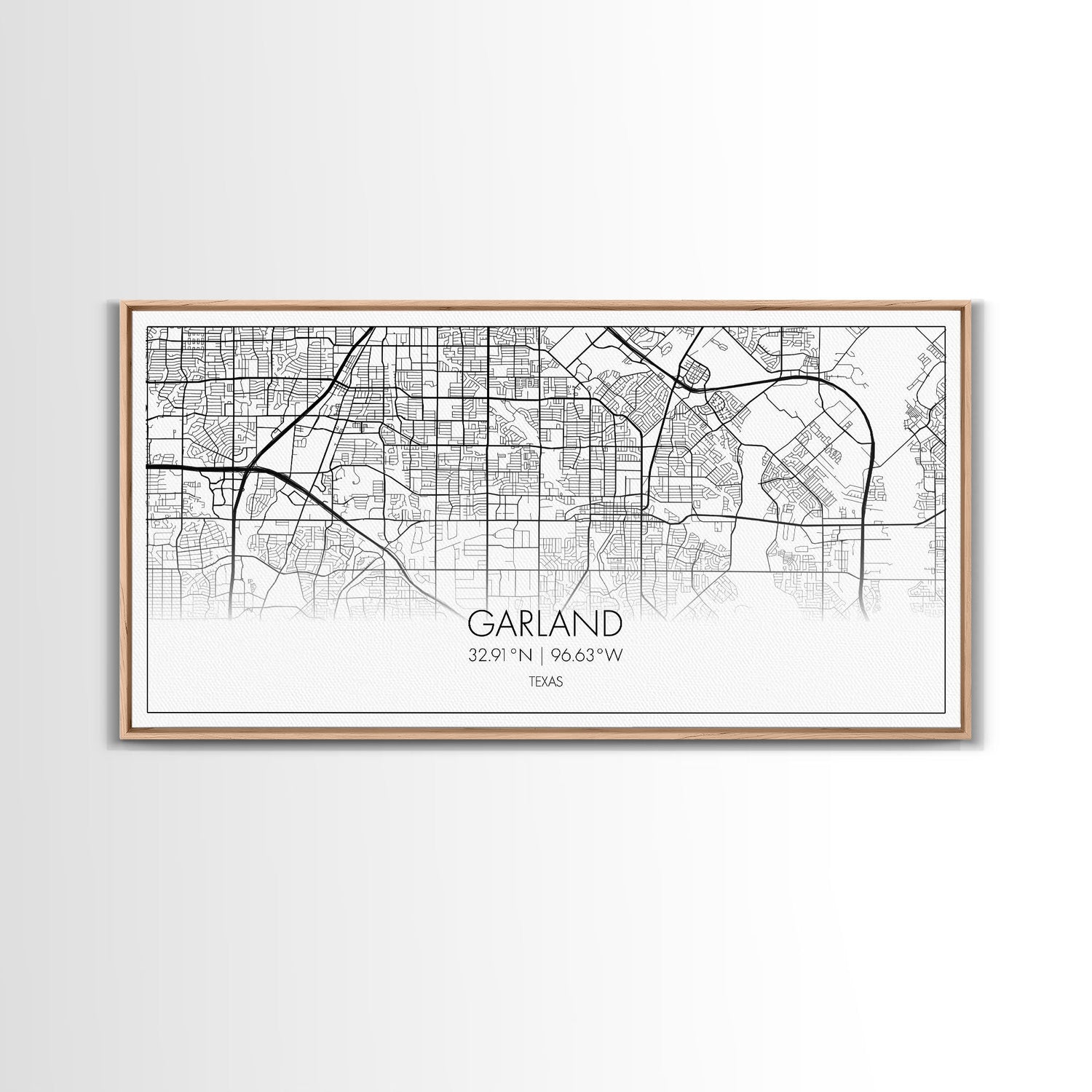 Garland City Map, Texas Map, Map Art, Minimalist Art, Wall Art, Canvas Art, Western Décor, Rustic Farmhouse Décor, Best Friend Gift, Office
