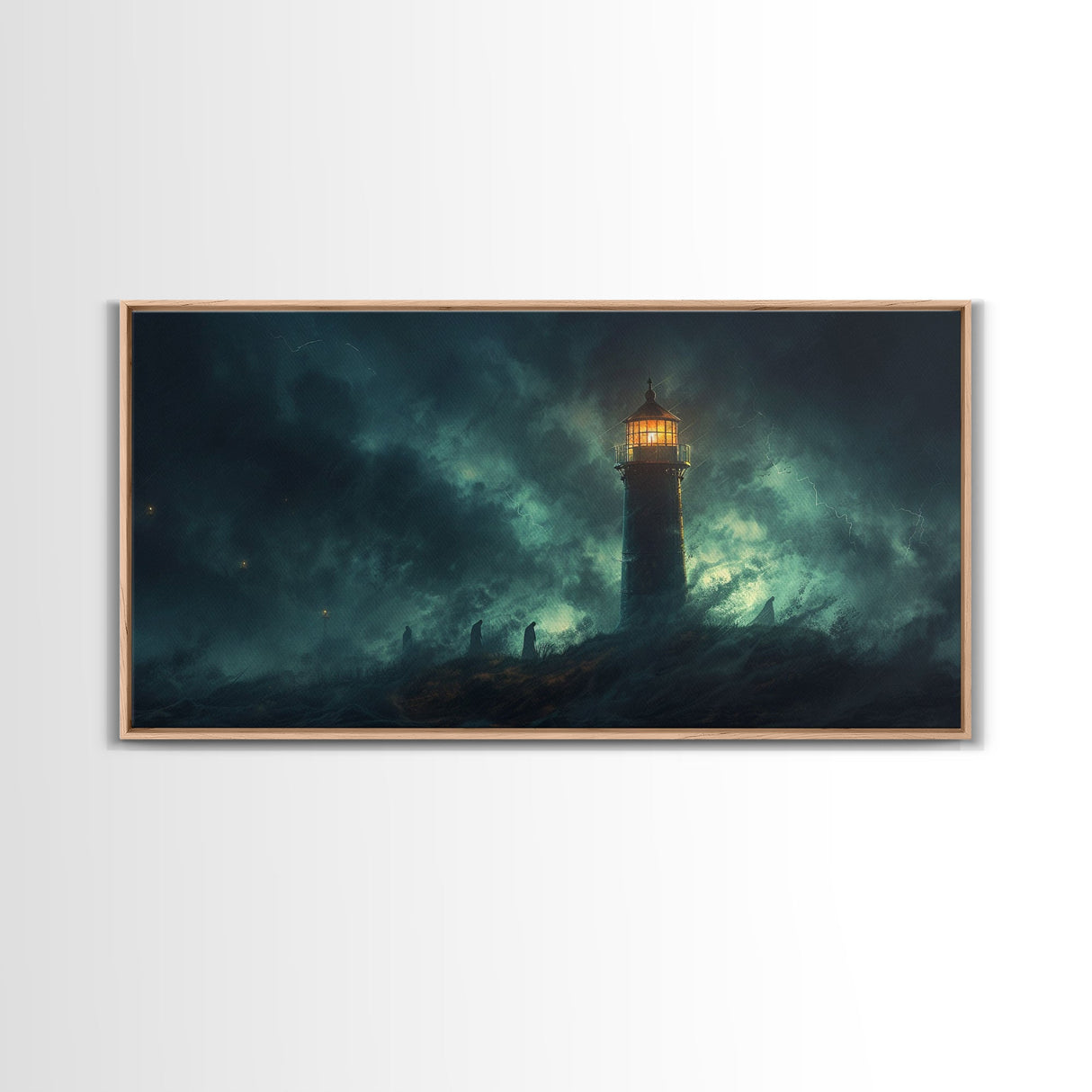 Spooky Haunted Light House Framed Canvas Print - Halloween Decor - Spooky Season Wall Art - Halloween Unique Wall Decor