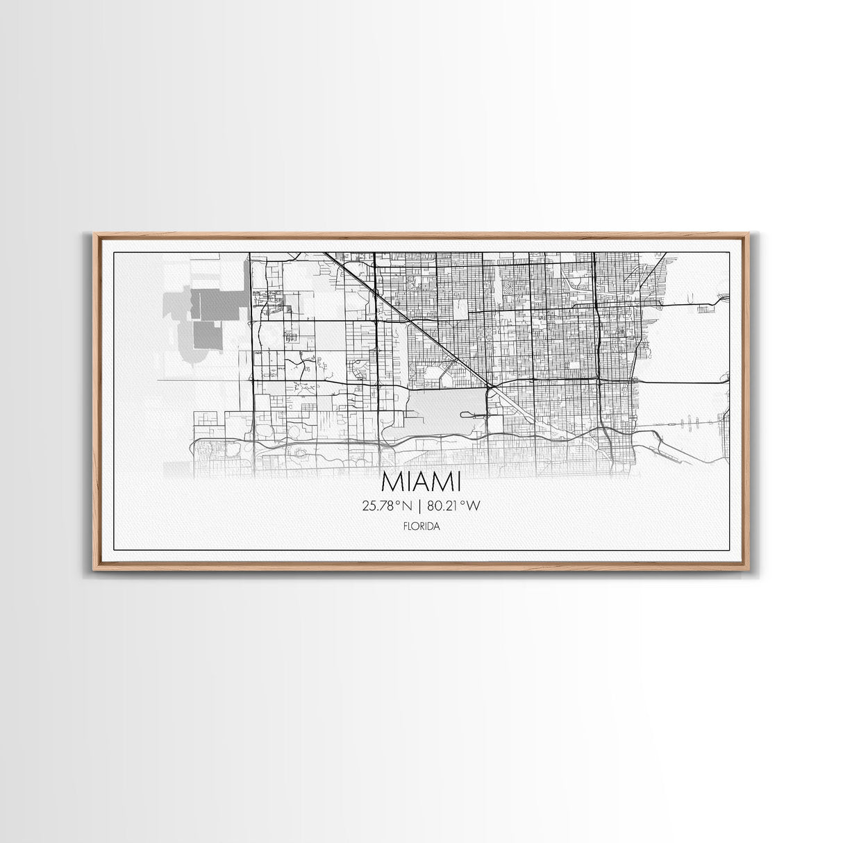 Miami City Map, Florida Map, Map Art, Minimalist Wall Art, Wall Art, Canvas Art, Miami Wall Art, F1 Wall Art, Gift For Couple, Boys Room Art