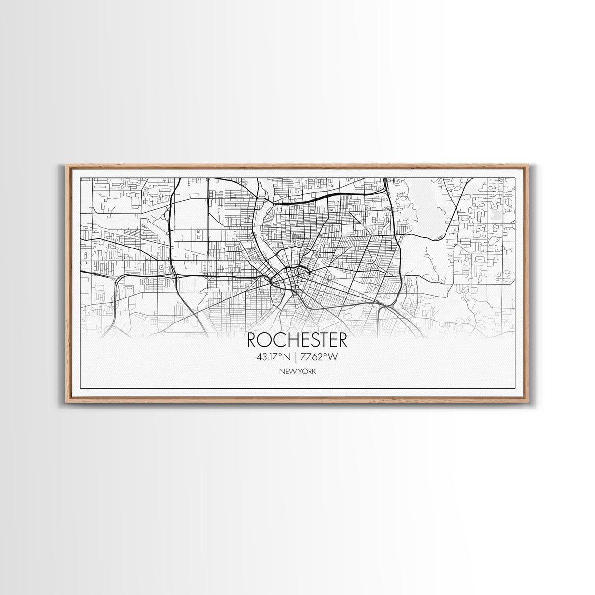 Rochester City Map, New York Art, Map Print, Minimalist Wall Art, Wall Art, Canvas Art, Rustic Wall Art, Wall Deco, Housewarming Gift