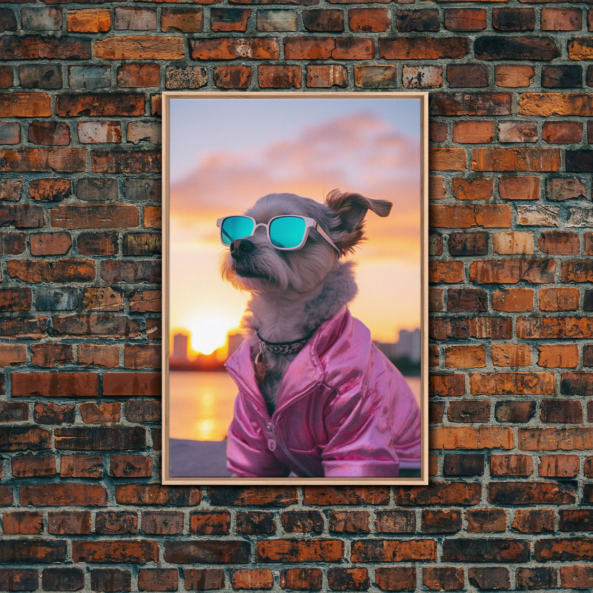 Shih Tzu Wall Print, Dog Print, Dog Sunglasses, Dog In Pink Tracksuit, Funny Art, Framed Wall Art, Framed Canvas, Wall Print, Wall Canvas