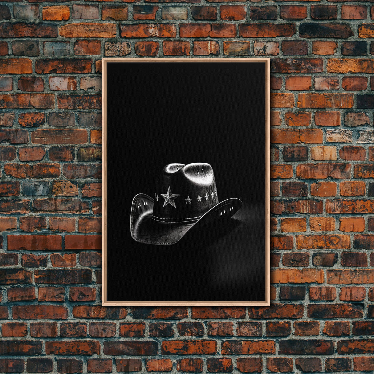 Cowboy Hat Print, Western Wall Art, Black And White, Texas Art, Minimalist Art, Wall Decor, Canvas Art, Wall Art, Framed Canvas Wall Decor