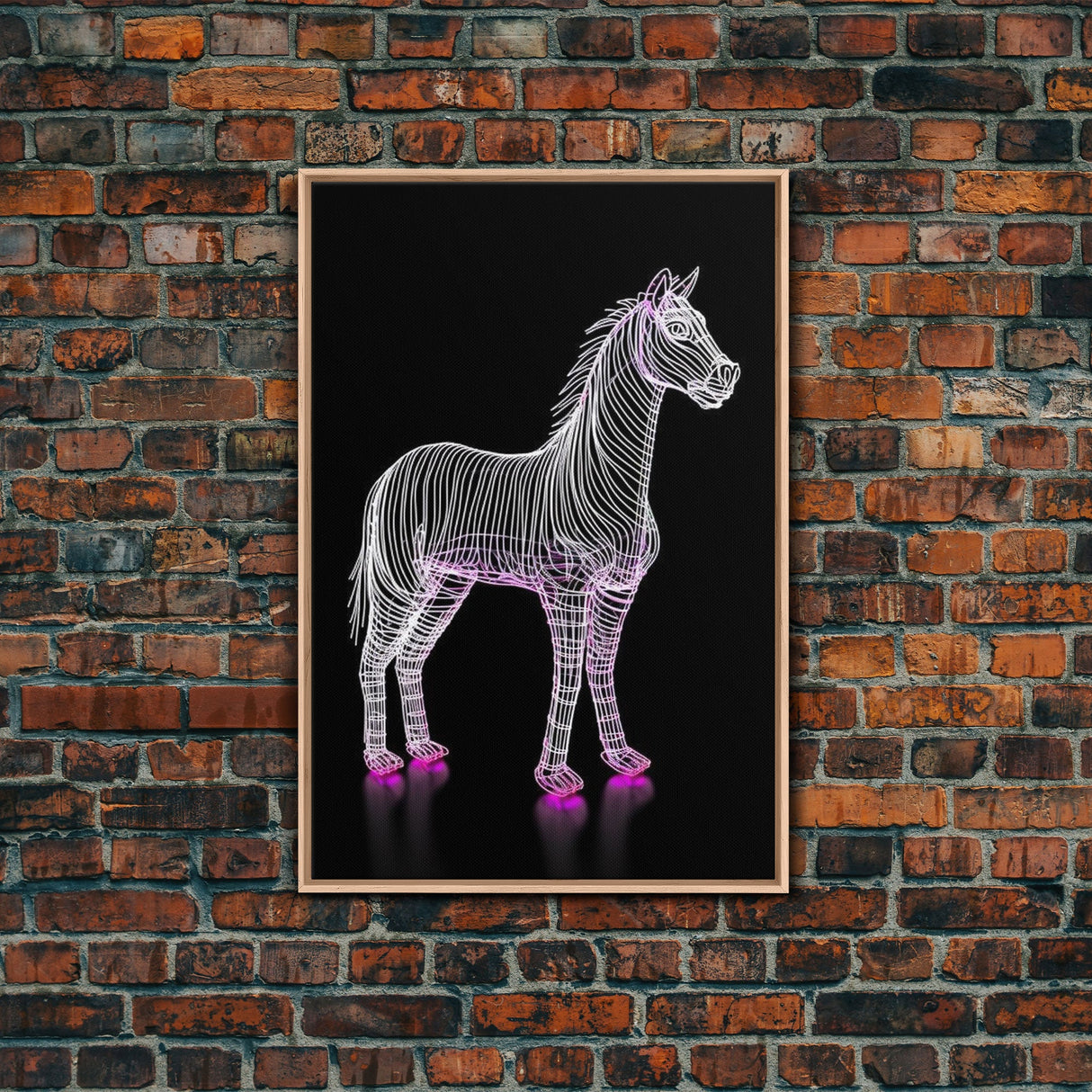 White Horse Wall Decor, Line Art, Animal Wall Art, 3D Wall Art, Minimalist Print, Wall Decor, Canvas Print, Wall Art, Framed Canvas