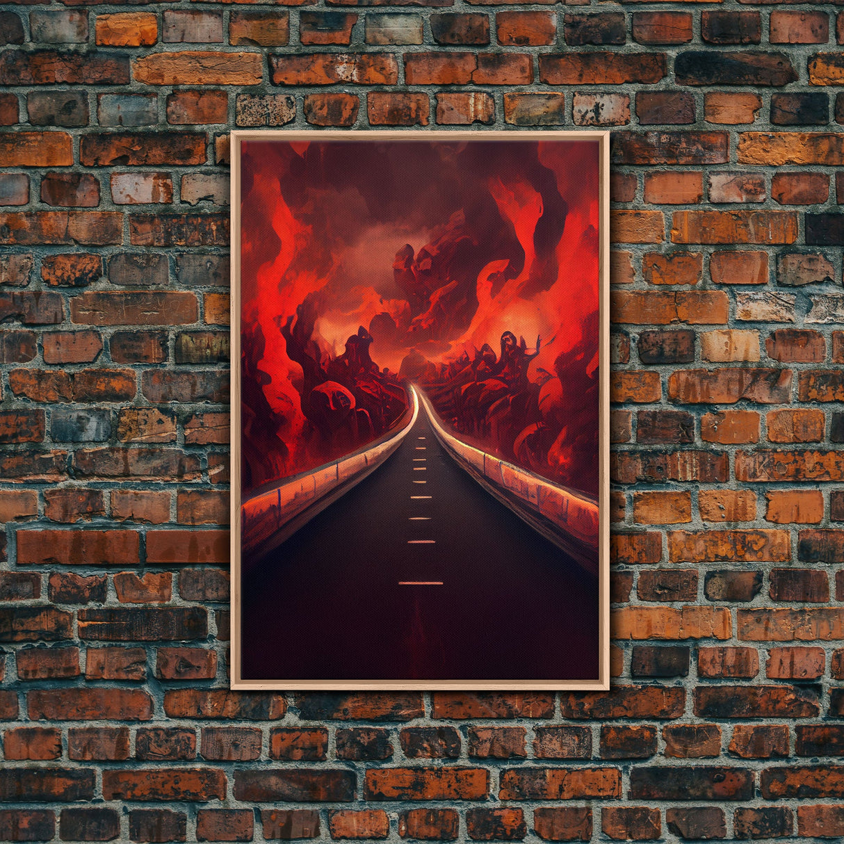 Highway to Hell, canvas print, Halloween wall art, spooky home decor