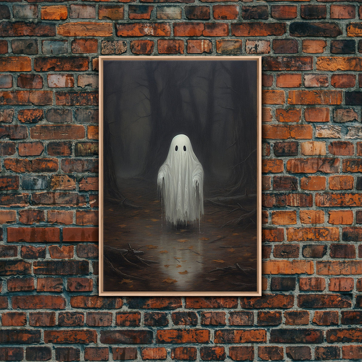 Cute Lil Boo, Ghost Print, Halloween Canvas Art, Framed Canvas Print, Funny Halloween Decor, Ghost Art, Victorian Goth Art