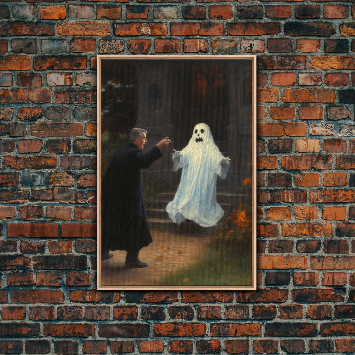 The Scared Ghost, Macabre Halloween Decor, Halloween Poster / Canvas Print, Framed Wall Art, Dark Academia Goth Art