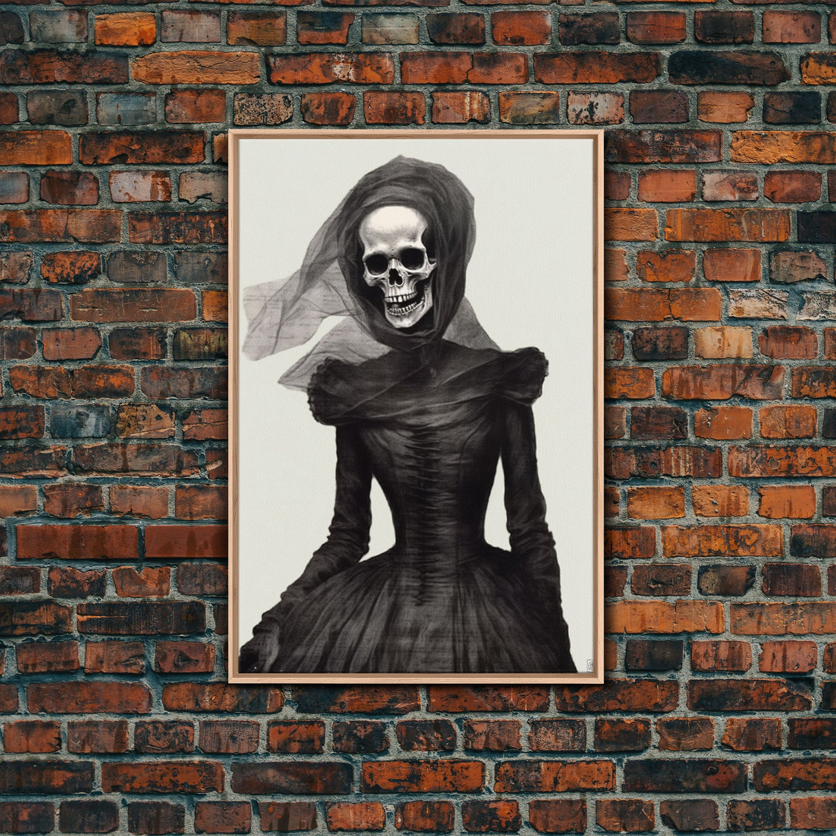 The Widow, Macabre Skeleton Painting, Halloween Canvas Print, Framed Canvas Wall Art, Horror Prints, Dark Arts Skeleton Painting