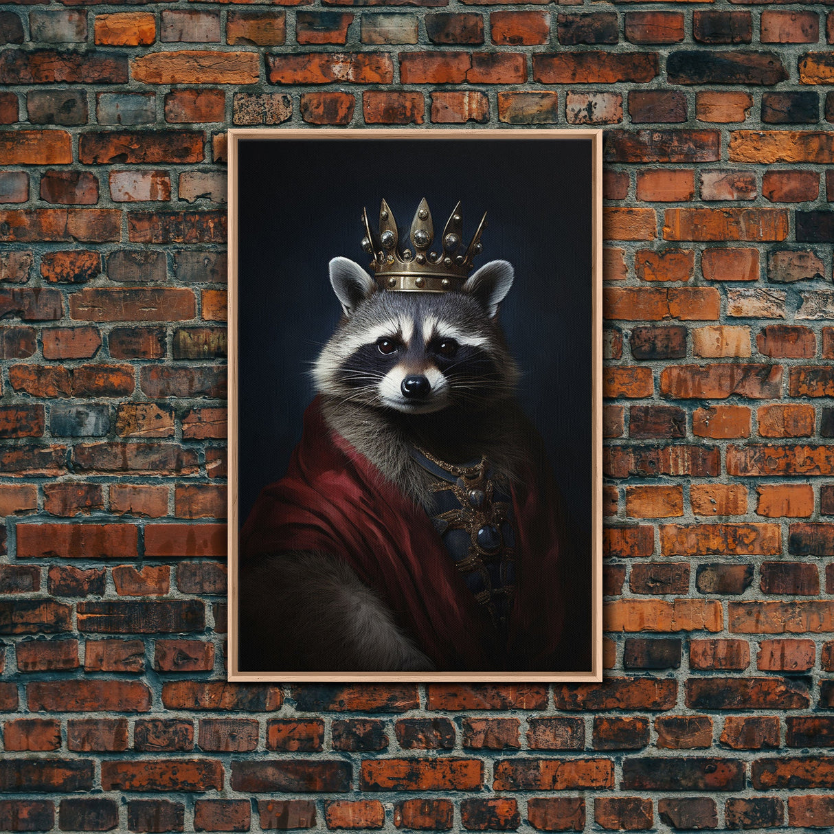 The King Of The Racoons, Framed Canvas Print Or Canvas, Victorian Animal Print Oil Painting, Funny Halloween Decor