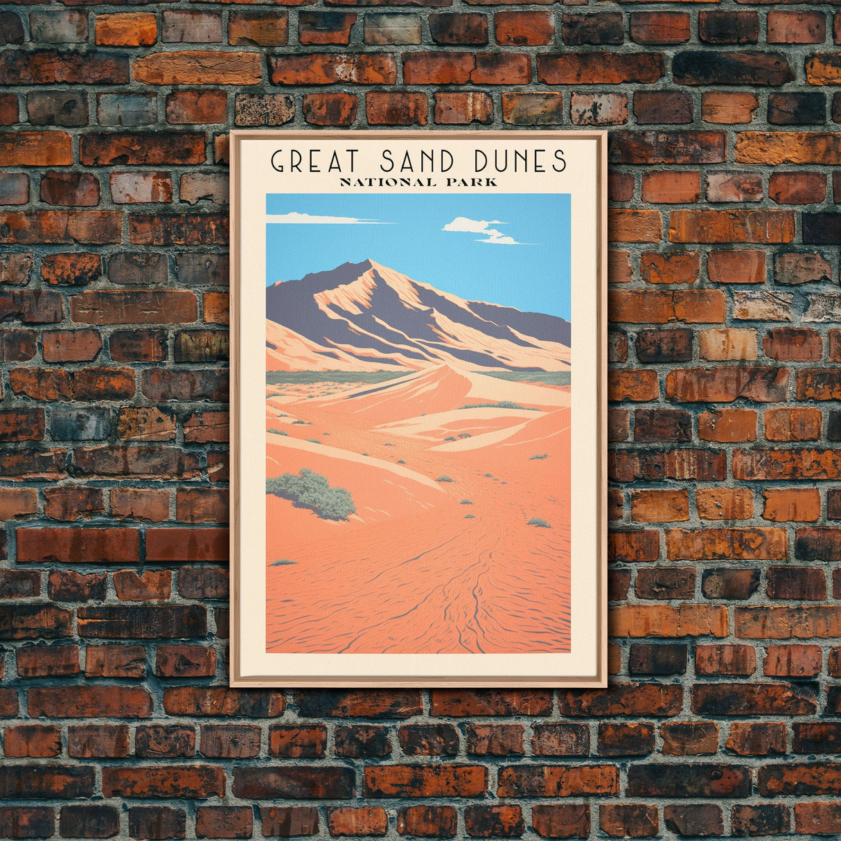 Great Sand Dunes National Park Travel Poster Art, Canvas Print Wall Art, Colorado Travel Art, Midcentury Modern Travel Decor, MCM Wall Art
