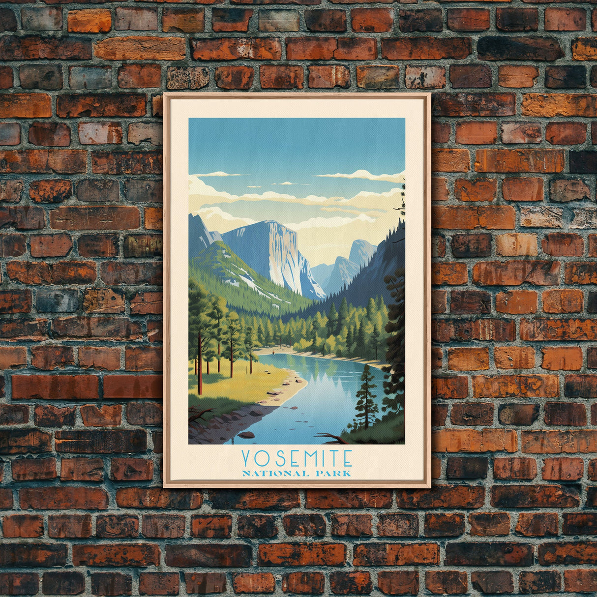 Yosemite National Park, California Travel Art, National Park Print, Minimalist Travel Art, Midcentury Modern Retro Style Landscape