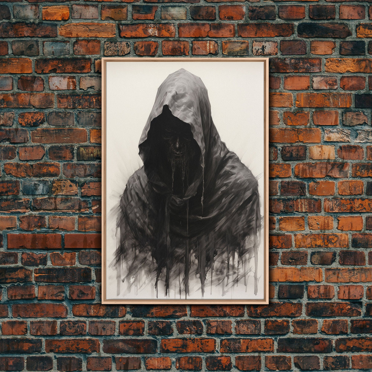 Spooky Halloween Art - Portrait Of The Grim Reaper - Framed Canvas Print - Halloween Decor - Halloween Clearance