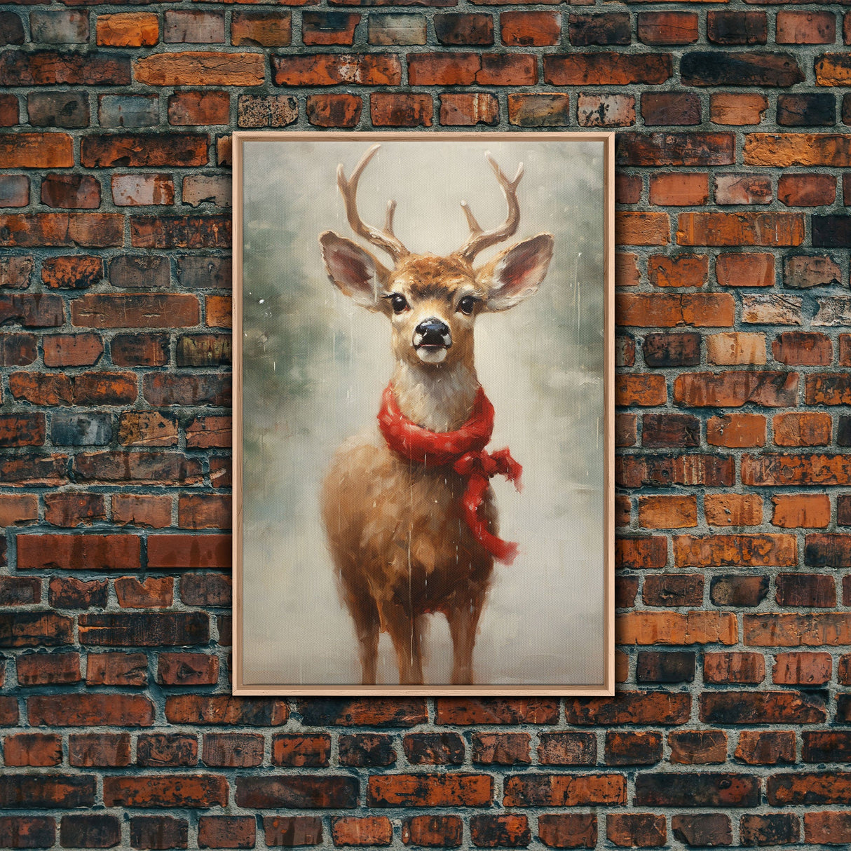 Cute Buck Dressed For Christmas, Christmas Decor, Woodland Animals, Christmas Wall Art, Winter Decor, Holiday Decor, Seasonal Decor