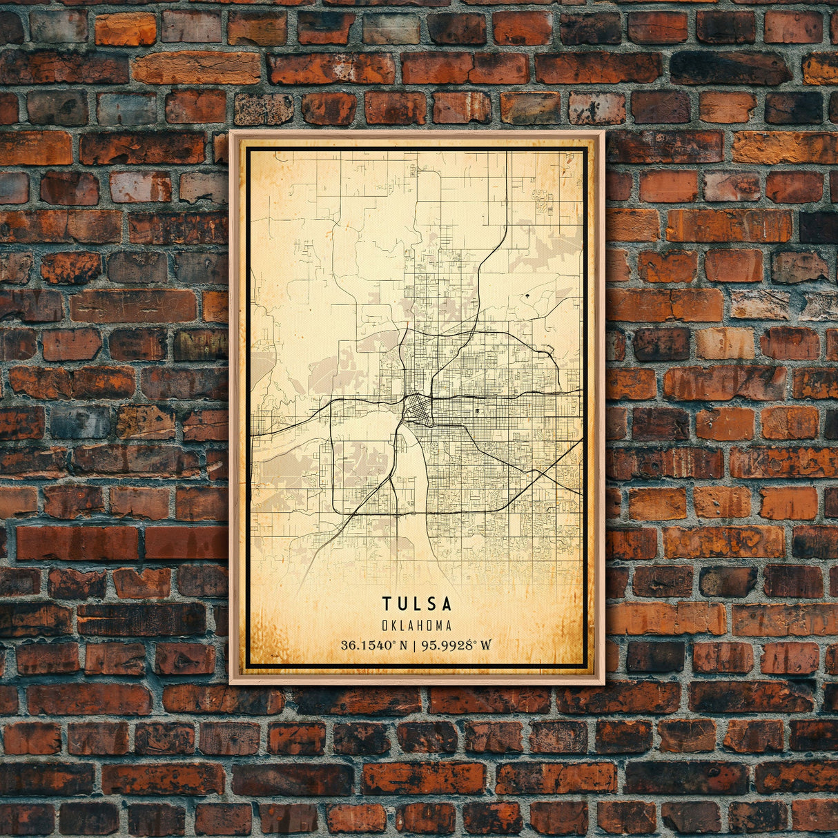 Tulsa Map Art - Oklahoma - Custom Tulsa City Streets Map Print - University of Tulsa - Home Office Decor Tulsa Map Decor Oklahoma Wall Art