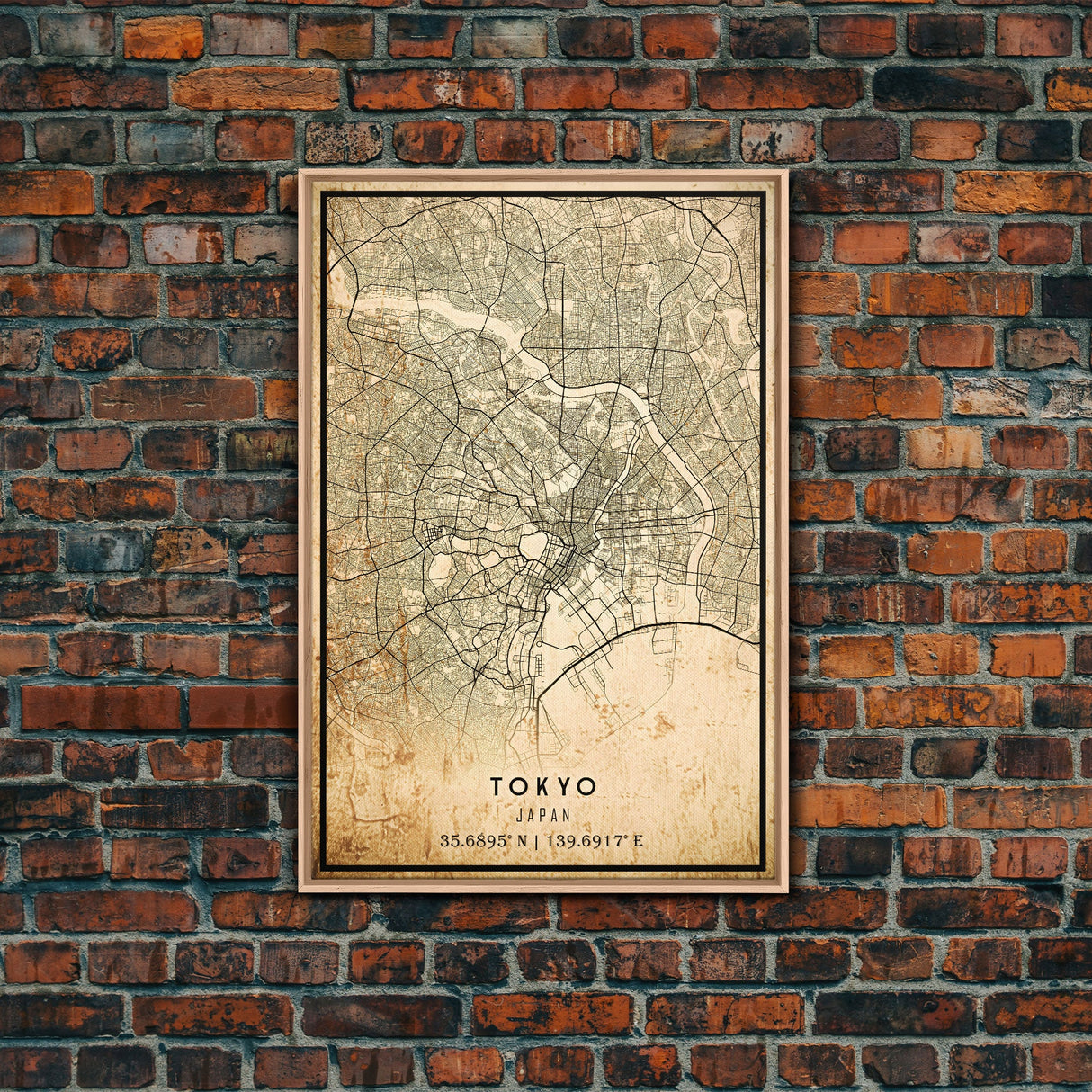 Tokyo Japan map print poster or framed canvas, Tokyo map print poster canvas, Tokyo Japan city map print poster canvas, Vintage Travel Art