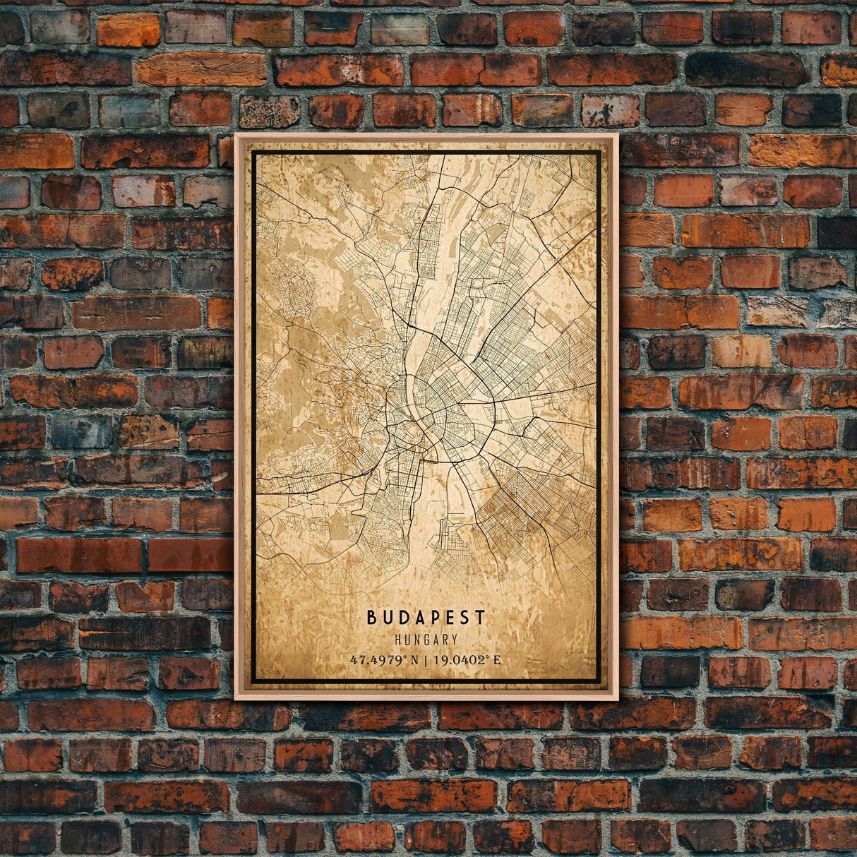 Budapest Hungary map print poster or framed canvas, Budapest map print poster canvas, Budapest map print poster canvas, Vintage Travel Art