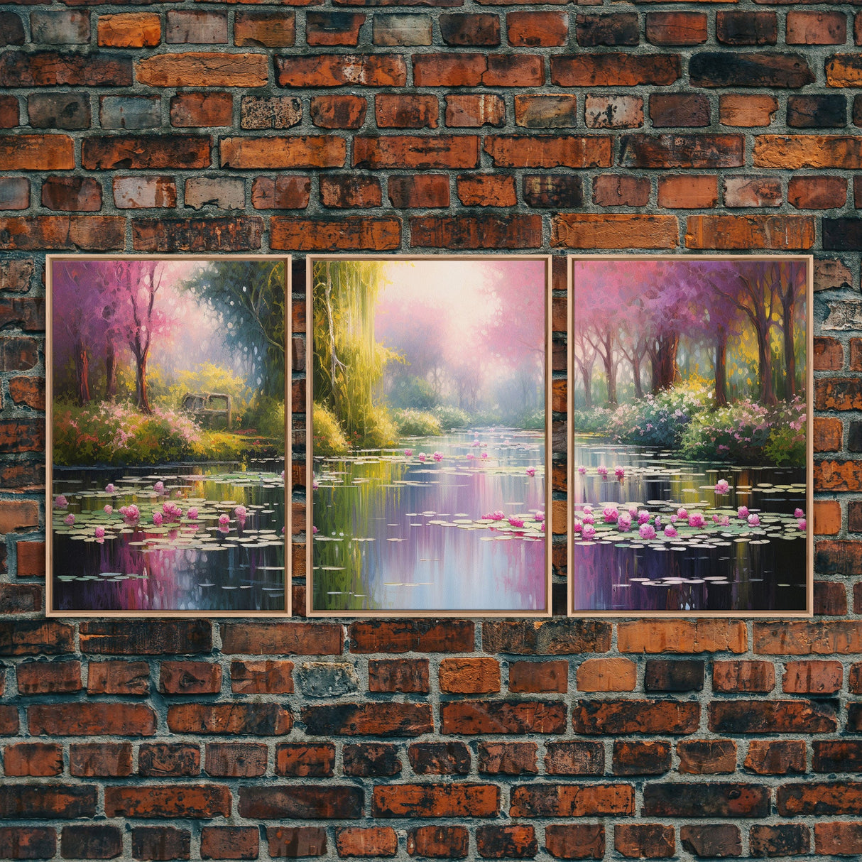 Zen Wall Art, Lake Wall Art, Lotus Print, Canvas Print, Set Of 3 Prints, Wall Art, 3 Piece Wall Art, Dining Room Decor, Home Decor Prints
