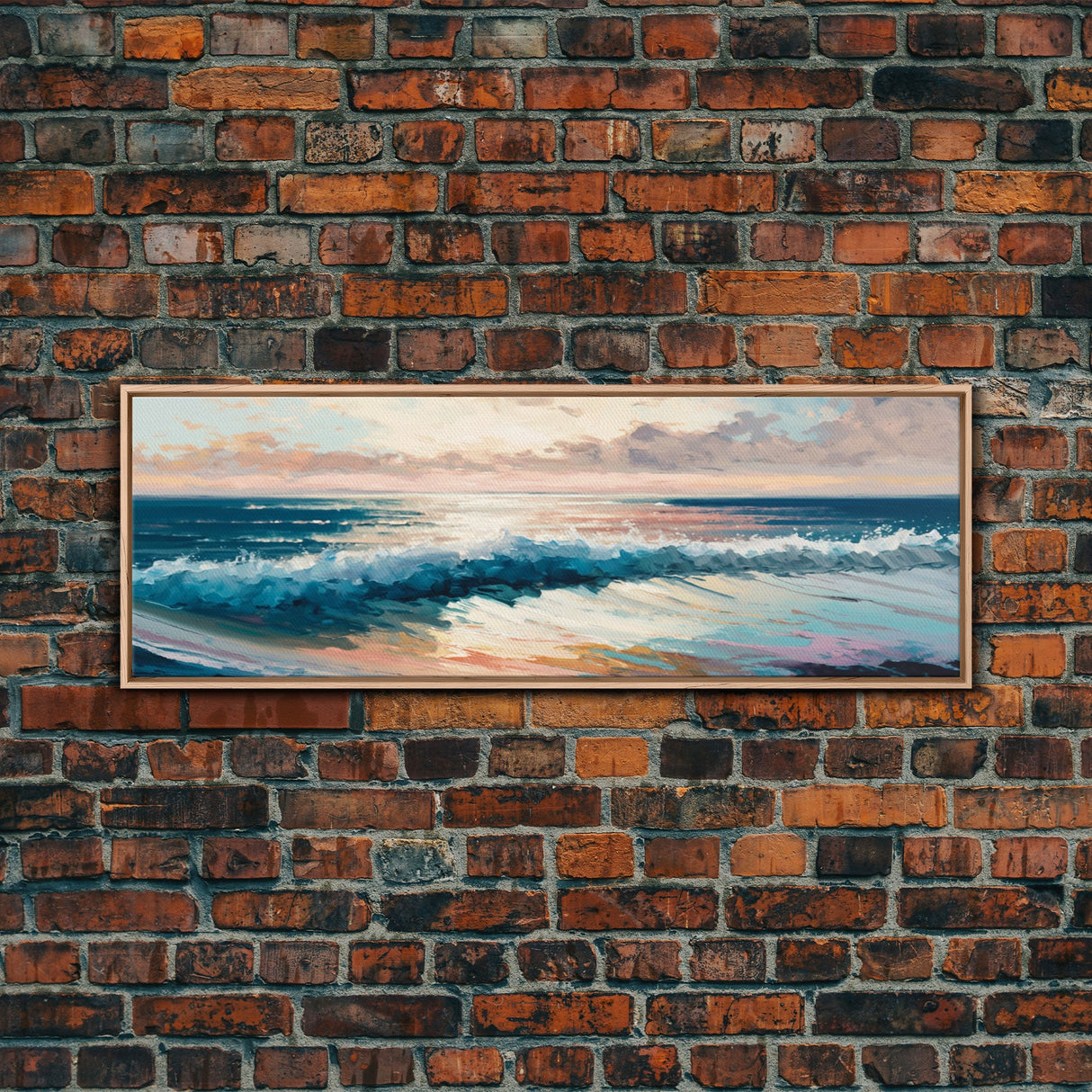 Panoramic Ocean Beach canvas prints Sea landscape Nautical photo Coastal canvas print Sea wave canvas Extra large wall art Ready to hang
