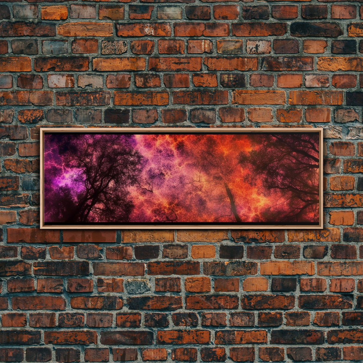 Forest Fire Canvas Art, Fire Canvas Art, Large Canvas Print, Woods On Fire Art Print, Purple Forest Art, Panoramic, Wall Art, Canvas Print