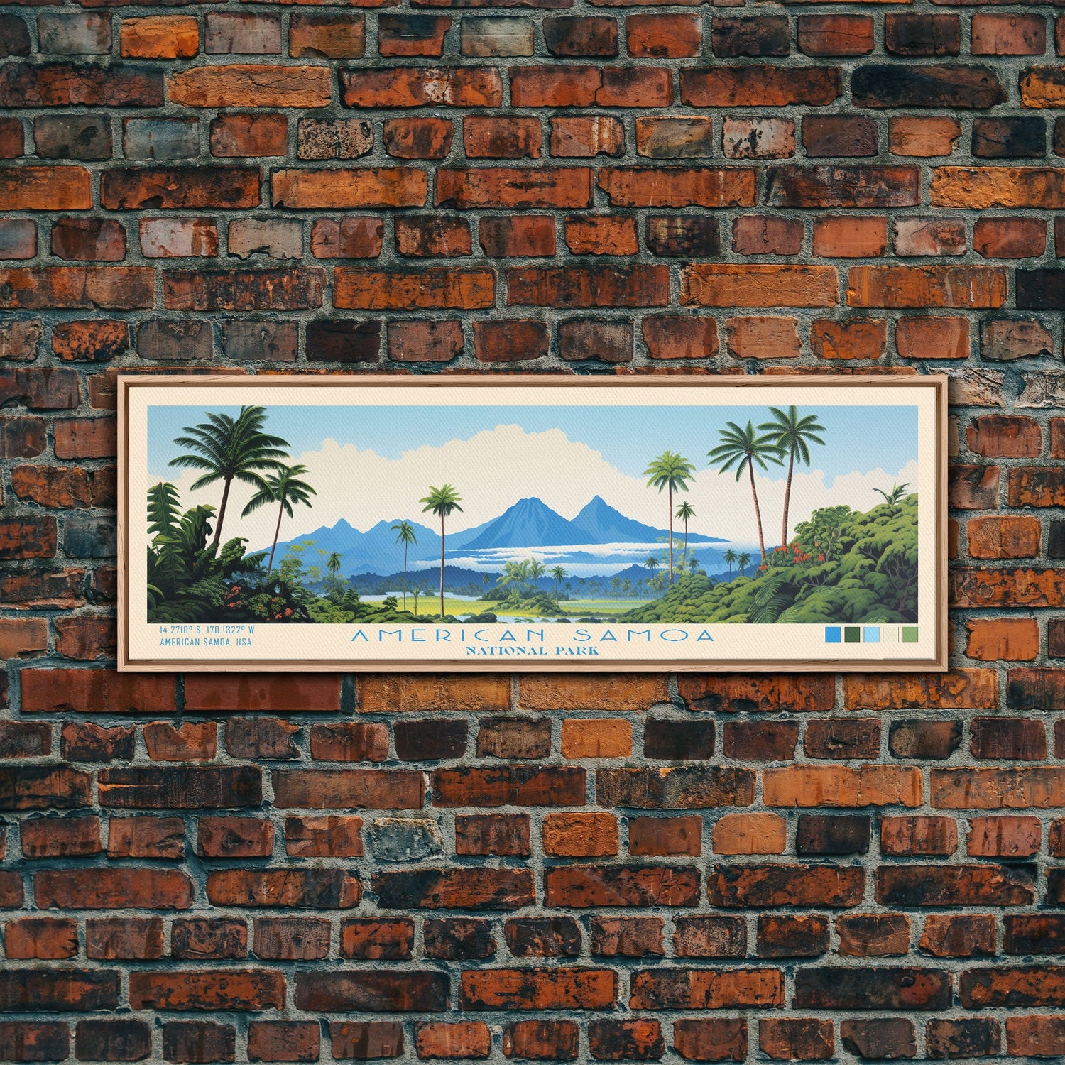 American Samoa National Park, Panoramic Samoa Travel Art, National Park Print, Minimalist Travel Art, Midcentury Modern Style Landscape