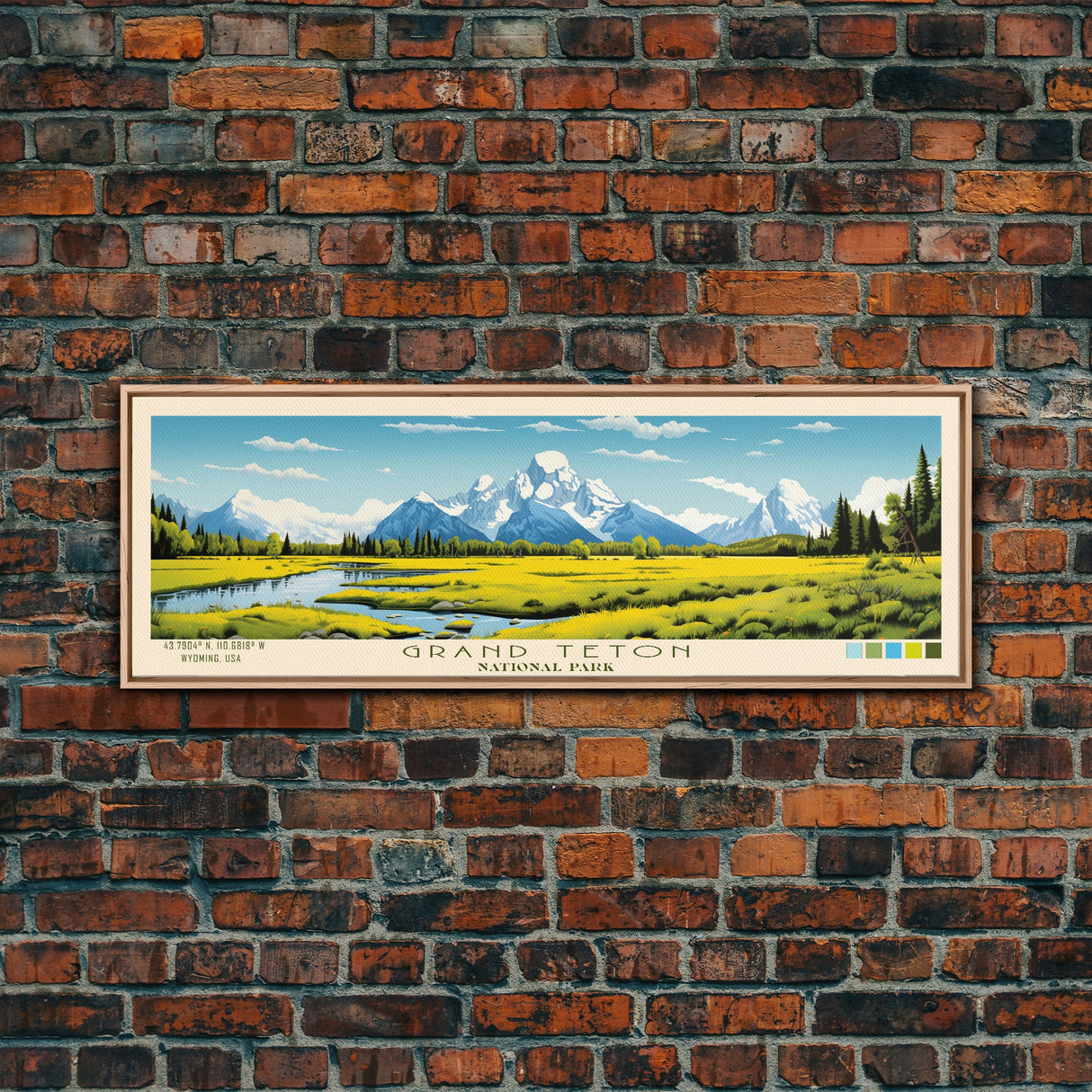 Grand Teton National Park, Panoramic Wyoming Travel Art, National Park Print, Minimalist Travel Art, Midcentury Modern Style Landscape