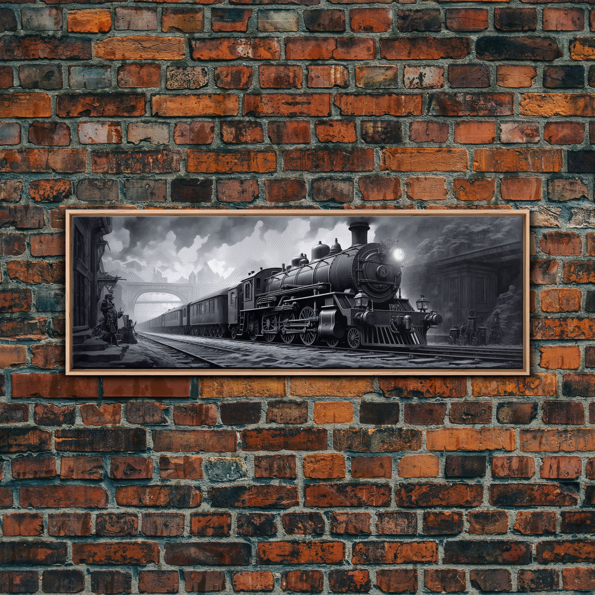 Steam Train Wall Art Framed Canvas Print, Framed Art, Train Decor, Conductor Art, Train Art, Train Gifts