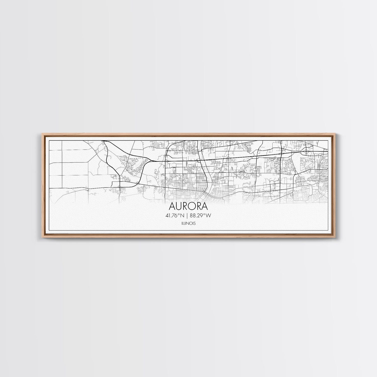 Panoramic Aurora City Map, Illinois Art, Map Print, Minimalist Wall Art, Canvas Art, Housewarming Gift, Street Map Art, Closing Gift