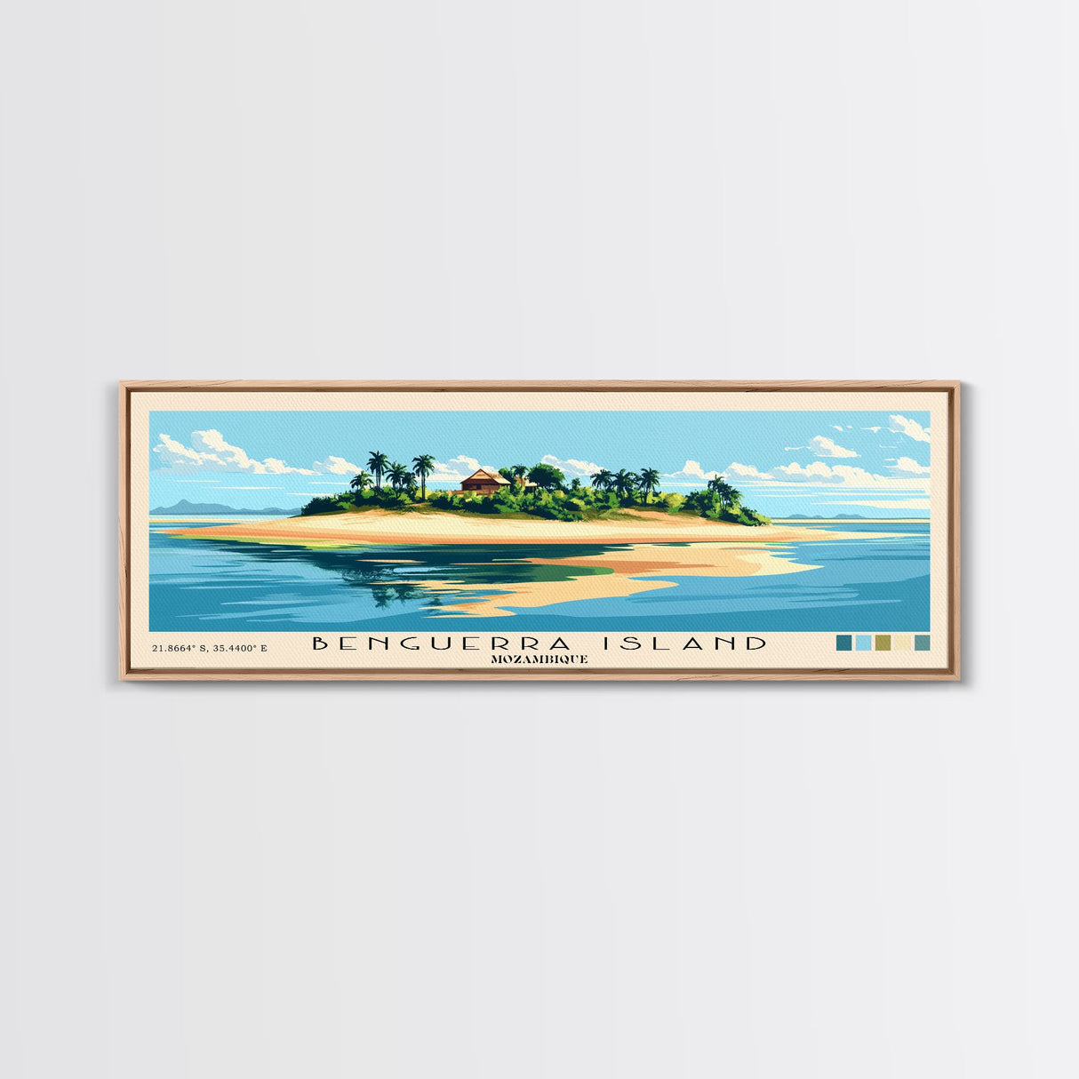 Benguerra Island, Mozambique Panoramic Print, Vacation Gift, Mozambique Wall Art, Beach Painting, Beach Decor, Large Wall Art, Wood Frame Art