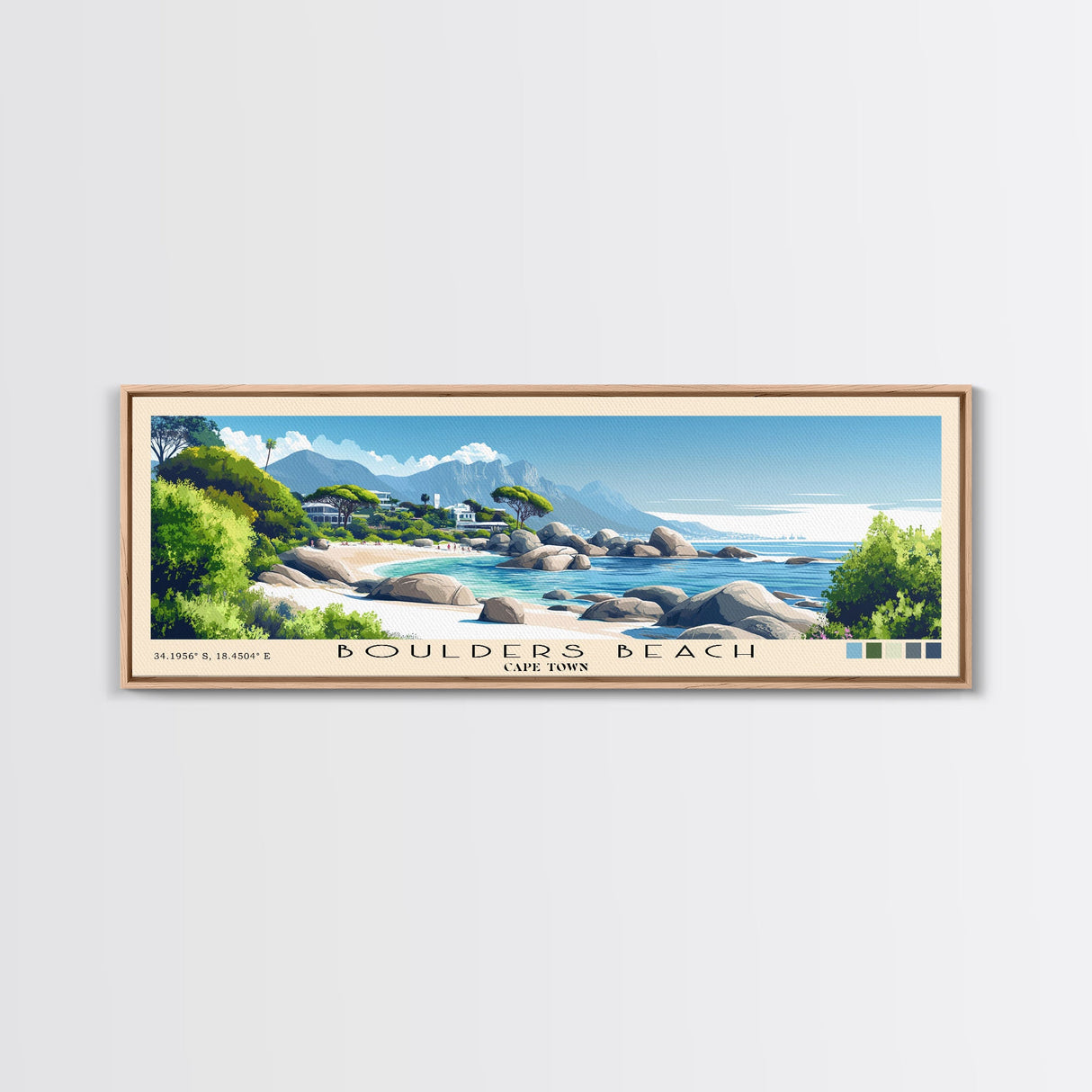 Boulders Beach, Cape Town Panoramic Print, Vacation Gift, Cape Town Wall Art, Vacation Wall Art, Vacatation Memories, Beach Decor, Beach Or Lakehouse Art