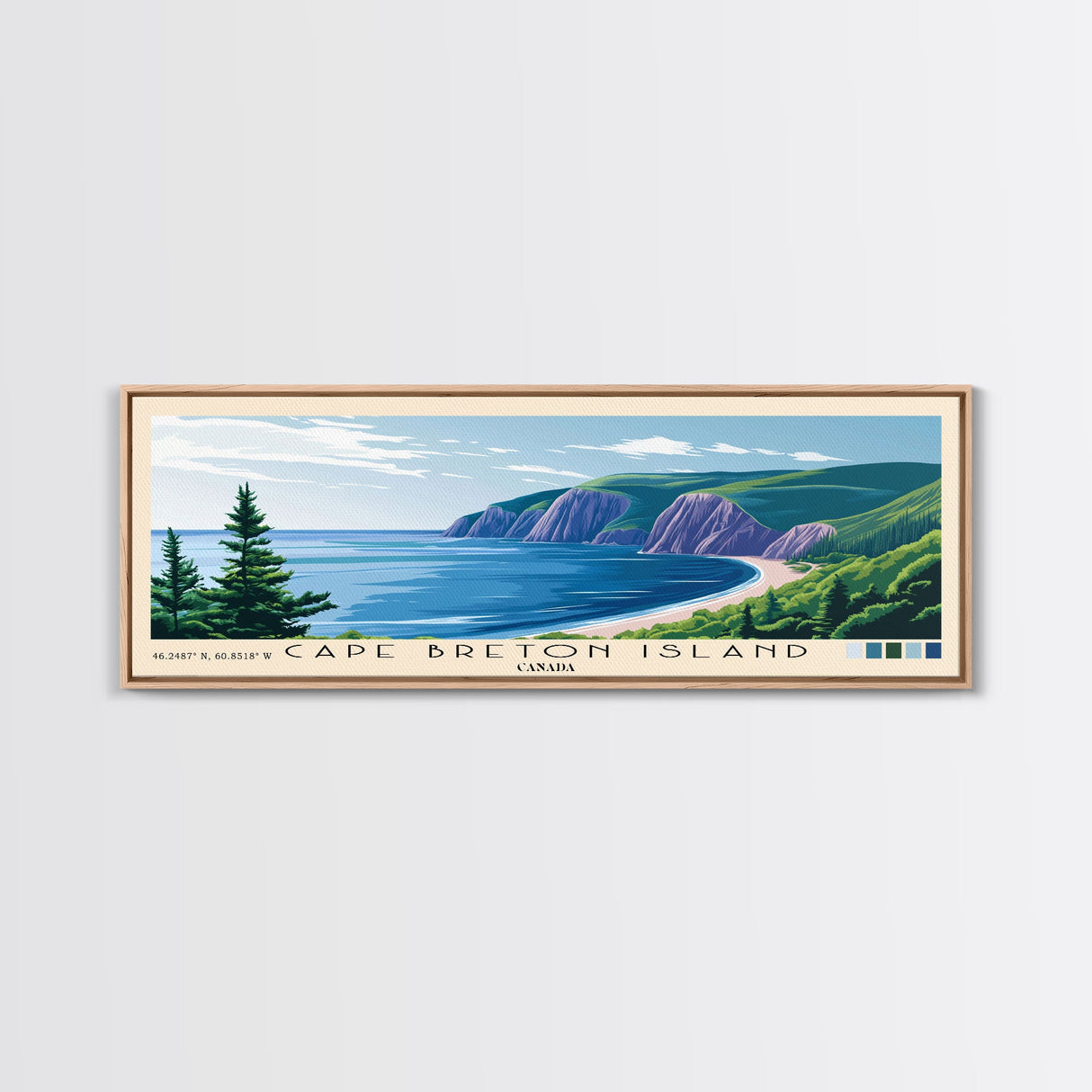 Cape Breton Island, Canada Panoramic Beach Print, Vacation Gift, Canada Wall Art, Framed Canvas Print, Framed Beach Painting