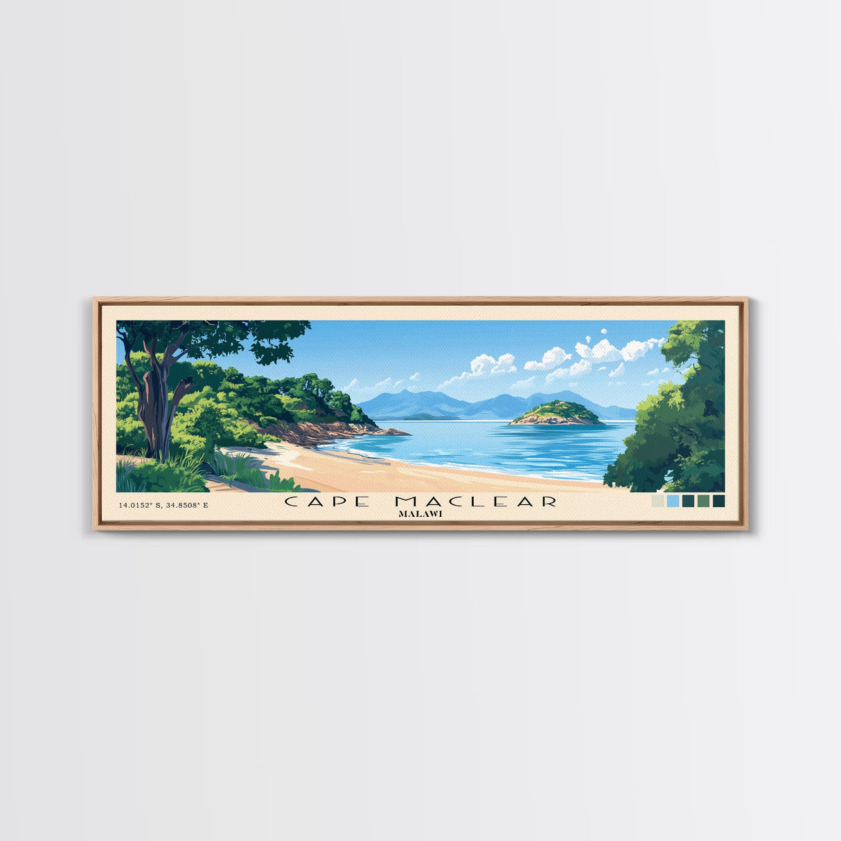 Cape Maclear, Malawi Panoramic Print, Vacation Gift, Malawi Wall Art, Beach Painting, Beach Decor, Beach Or Lakehouse Art