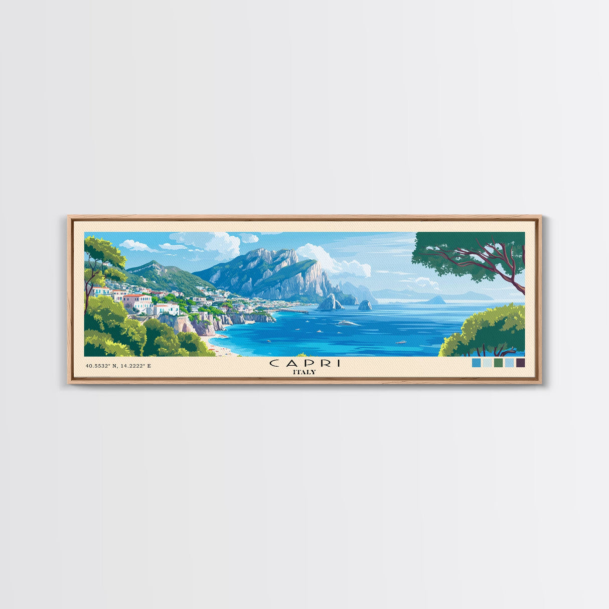 Capri, Italy Panoramic Print, Vacation Gift, Italy Wall Art, Vacation Wall Art, Vacatation Memories, Beach Decor, Beach Or Lakehouse Art