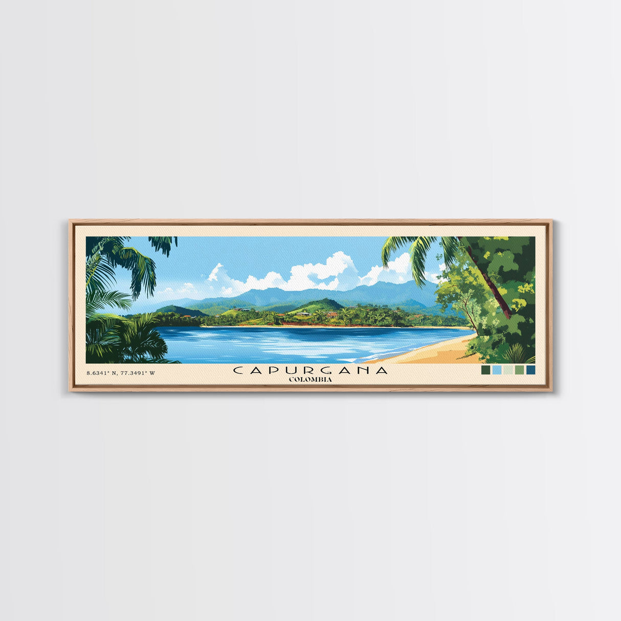 Capurgana, Colombia Panoramic Beach Print, Vacation Gift, Colombia Wall Art, Beach Painting, Beach Decor, Beach Painting