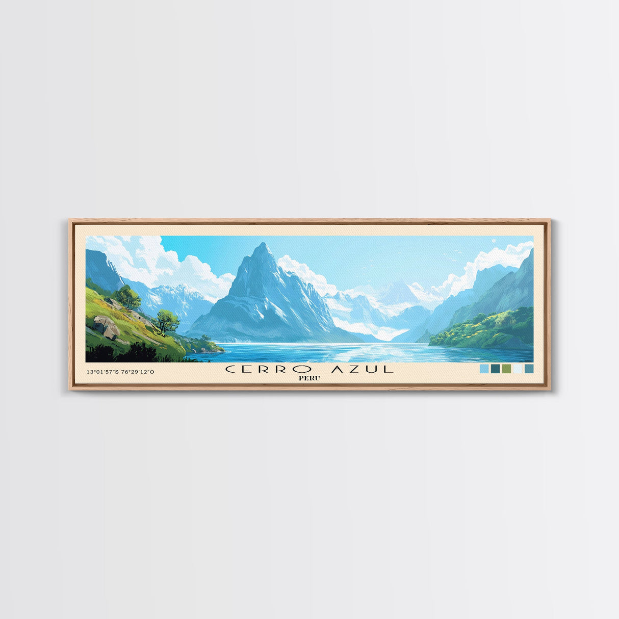 Cerro Azul, Peru Panoramic Print, Vacation Gift, Peru Wall Art, Beach Painting, Beach Decor, Large Wall Art, Wood Frame Art