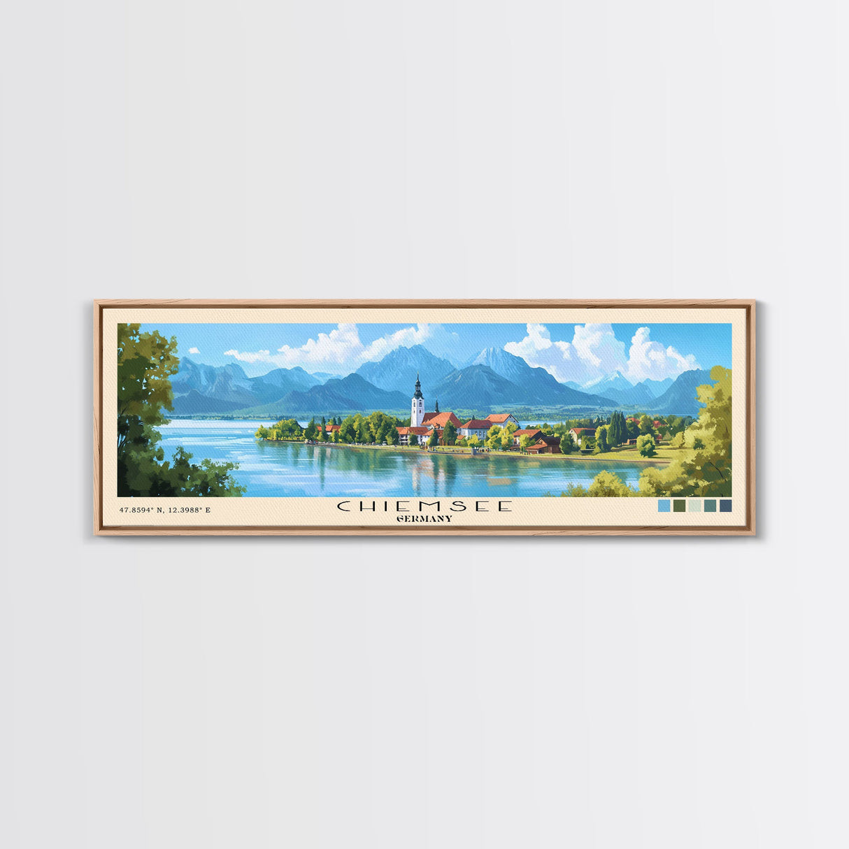 Chiemsee, Germany Panoramic Print, Vacation Gift, Germany Wall Art, Beach Painting, Beach Decor, Beach Or Lakehouse Art