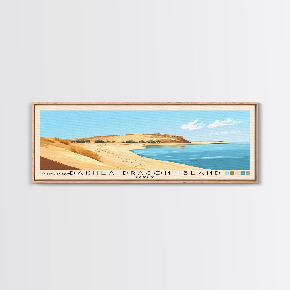 Dakhla dragon island, Morocco Panoramic Print, Vacation Gift, Morocco Wall Art, Beach Painting, Beach Decor, Beach Or Lakehouse Art