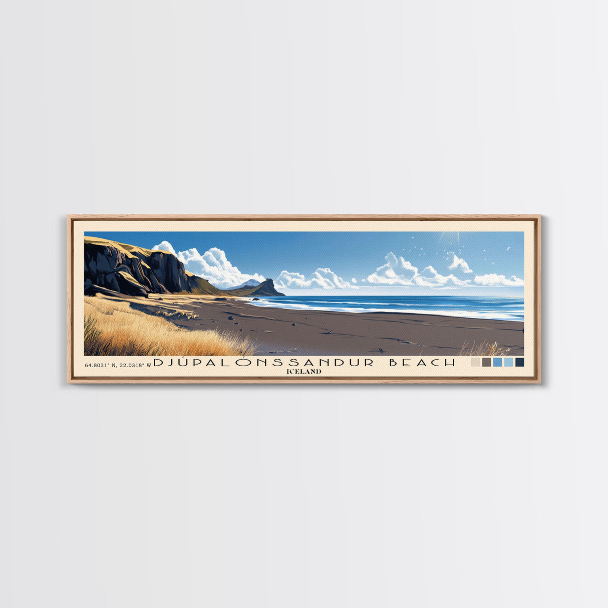 Djúpalónssandur Beach, Iceland Panoramic Print, Vacation Gift, Iceland Wall Art, Vacation Wall Art, Vacatation Memories, Beach Decor, Beach Or Lakehouse Art