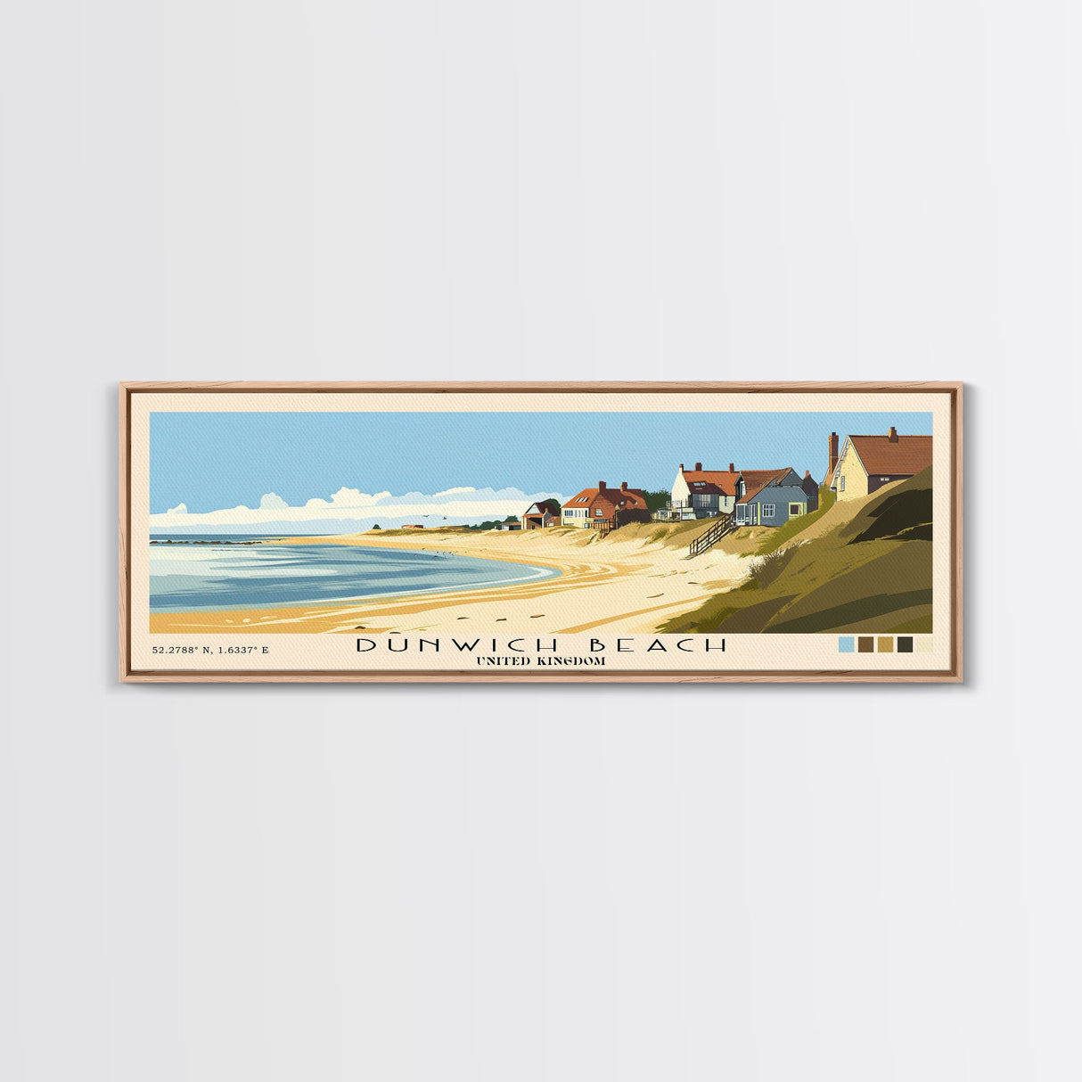 Dunwich Beach, United Kingdom Panoramic Print, Vacation Gift, United Kingdom Wall Art, Beach Painting, Beach Decor, Large Wall Art, Wood Frame Art