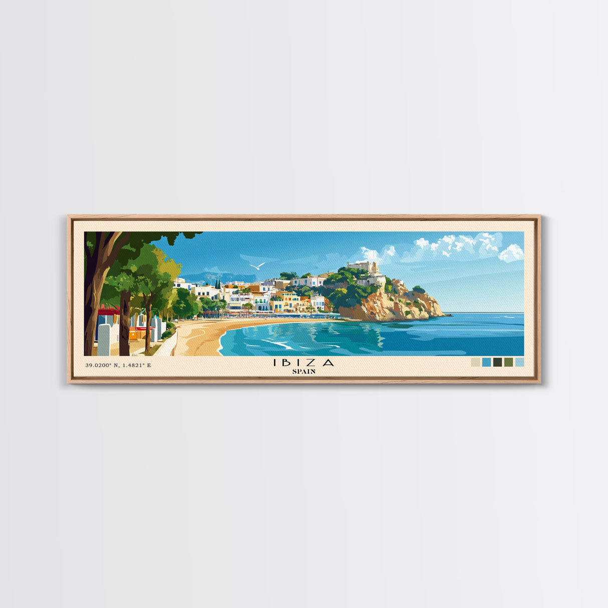 Ibiza, Spain Panoramic Print, Vacation Gift, Spain Wall Art, Vacation Wall Art, Vacatation Memories, Beach Decor, Beach Or Lakehouse Art